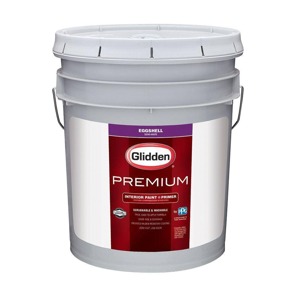 Glidden Premium 5 Gal Base 1 Eggshell Interior Paint Gln6011n 05 The Home Depot glidden premium 5 gal base 1 eggshell interior paint