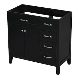 35.5 in. W x 17.7 in. D x 35 in. H Bath Vanity Cabinet without Top in Black with Drawers, Solid Frame and MDF Board