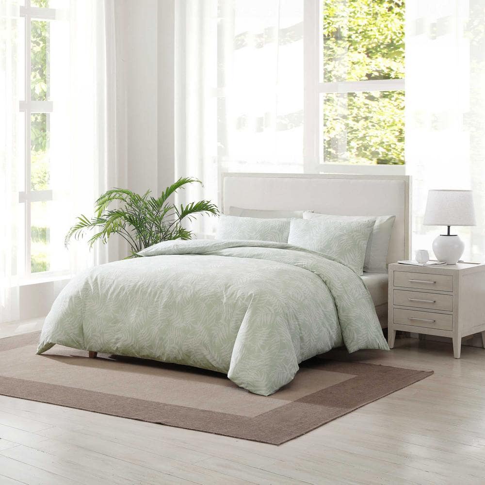 King Green Cotton Tropical Bedspread Cover Set