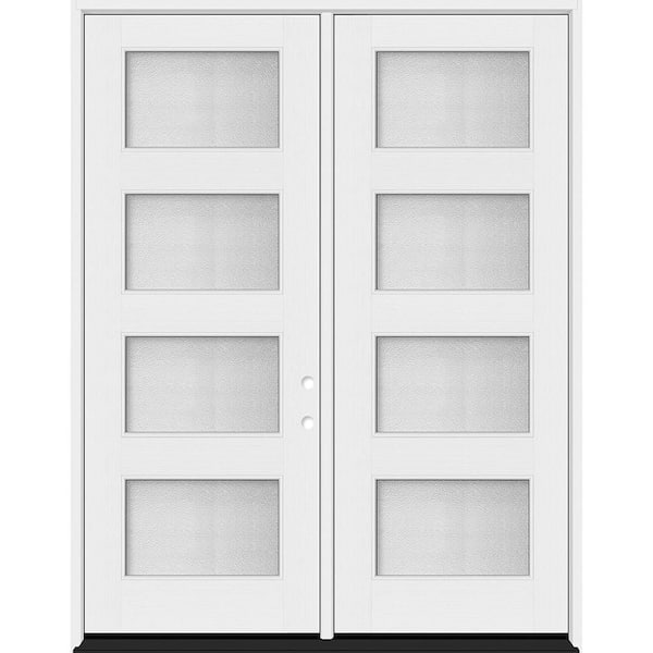 Palisade 72 in. x 96 in. 4L MicroGranite Impact Glass LHIS Unfinished Fiberglass Double Prehung Front Door w 6-9/16 Jamb