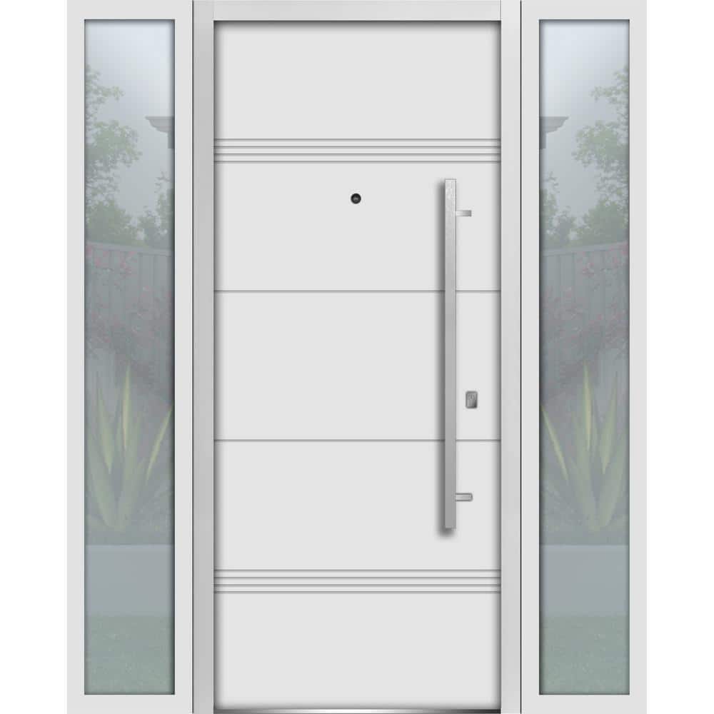 1705 68 in. x 80 in. Left-Hand/Inswing White Enamel Steel Prehung Front Door with Hardware price history on PriceWatchPro