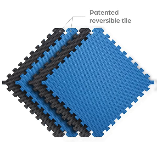 Norsk Black/Blue 24 in. x 24 in. x 0.79 in. Foam Interlocking Reversible Floor Mat (4-Pack) Norsk Black/Blue 24 in. x 24 in. x 0.79 in. Foam Interlocking Reversible Floor Mat (4-Pack)