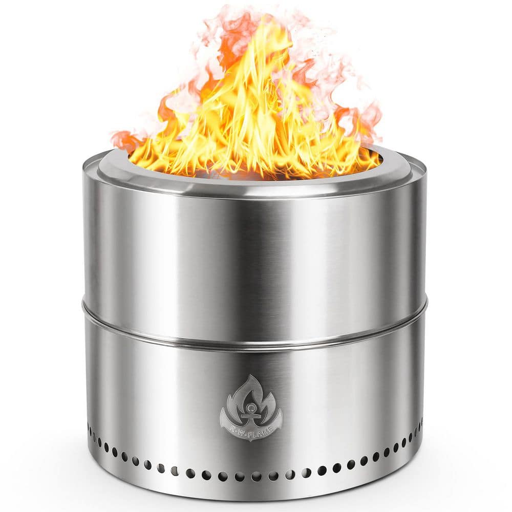 R.W.FLAME 19 in. Outdoor Wood-Burning Stainless Steel Portable