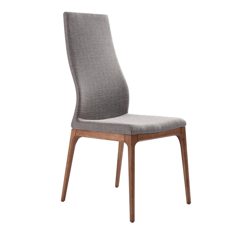 Parker 19'' Gray Fabric and Walnut Wood Mid-Century Side Chair