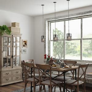 Modern Drum Cage Mini Pendant Light Classic 1-Light 7.1 in. Brushed Dark Gray Pendant Chandelier