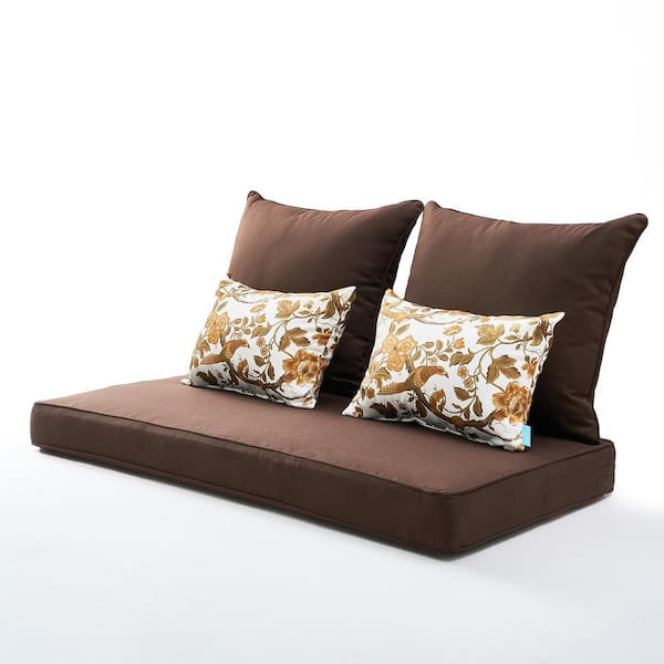 ARTPLAN Brown 5-Pieces Outdoor Bench Replacement Cushion with 2