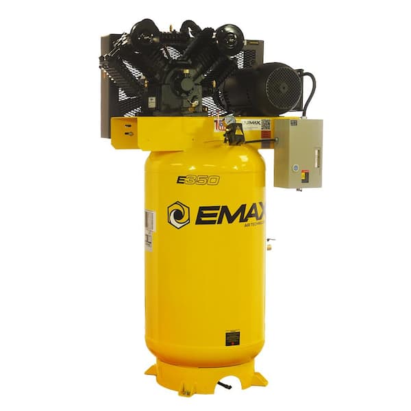 Emax 80 gal. 10 HP V4 1-Phase Silent Air 175 PSI Electric Air Compressor with Isolator Pads and Auto Drain