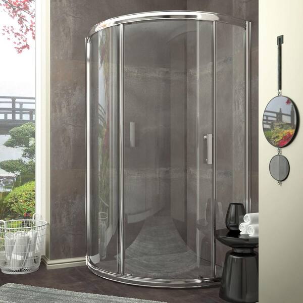 Anzzi Baron Series 39 In. X 74.75 In. Framed Neo-round Sliding Shower 