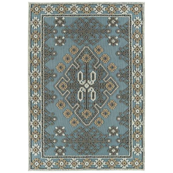 Kaleen Helena 8 x 10 Blue Indoor Damask Oriental Handcrafted Area Rug Kaleen Helena 8 x 10 Blue Indoor Damask Oriental Handcrafted Area Rug