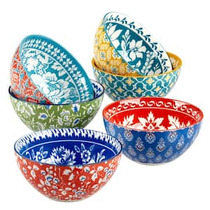 Panache 12.46 fl. oz. Multi-Colored Porcelain Bowls (Set of 6)