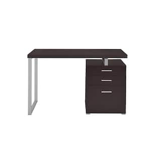 48 in. Rectangular Cappuccino 3 Drawer Computer Desk with File Storage
