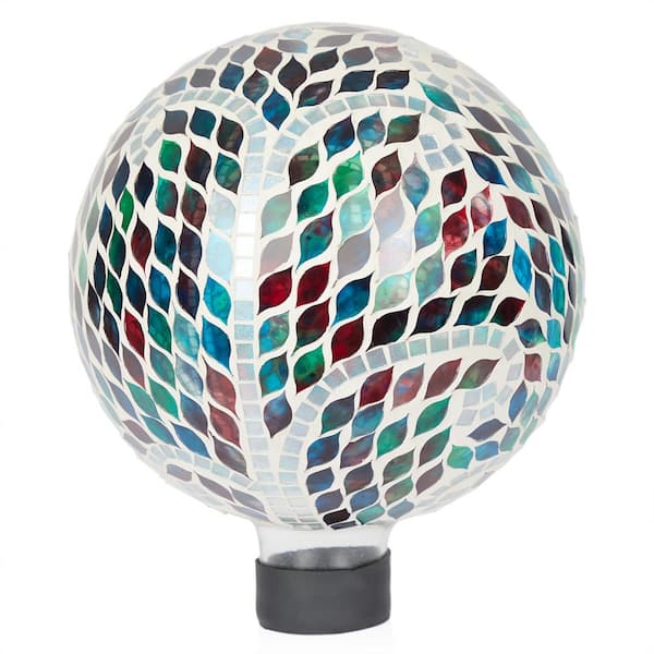Alpine Corporation 15 in. Green Mosaic Gazing Globe with Scroll