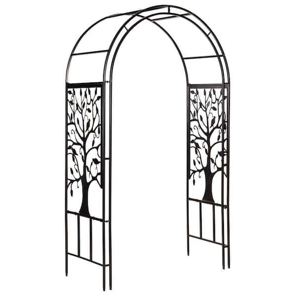 PALEO HOME LLC PALEO 84 in. x 53 in. Slim Metal Arch with Iron Trellis for Climbing Plants Elegant Garden Arbor