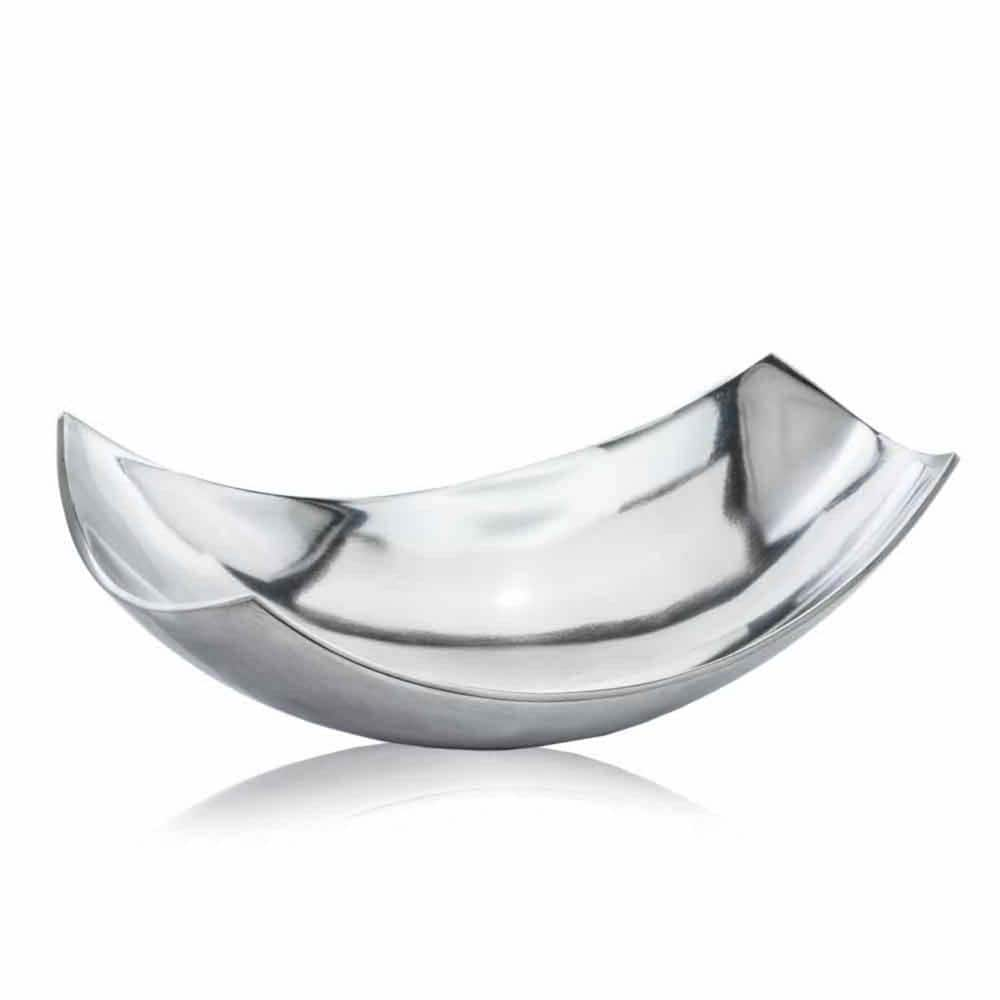 HomeRoots Amelia 7.5 in. W x 4.5 in. H x 13 in. D Oval Buffed Aluminum Bowls