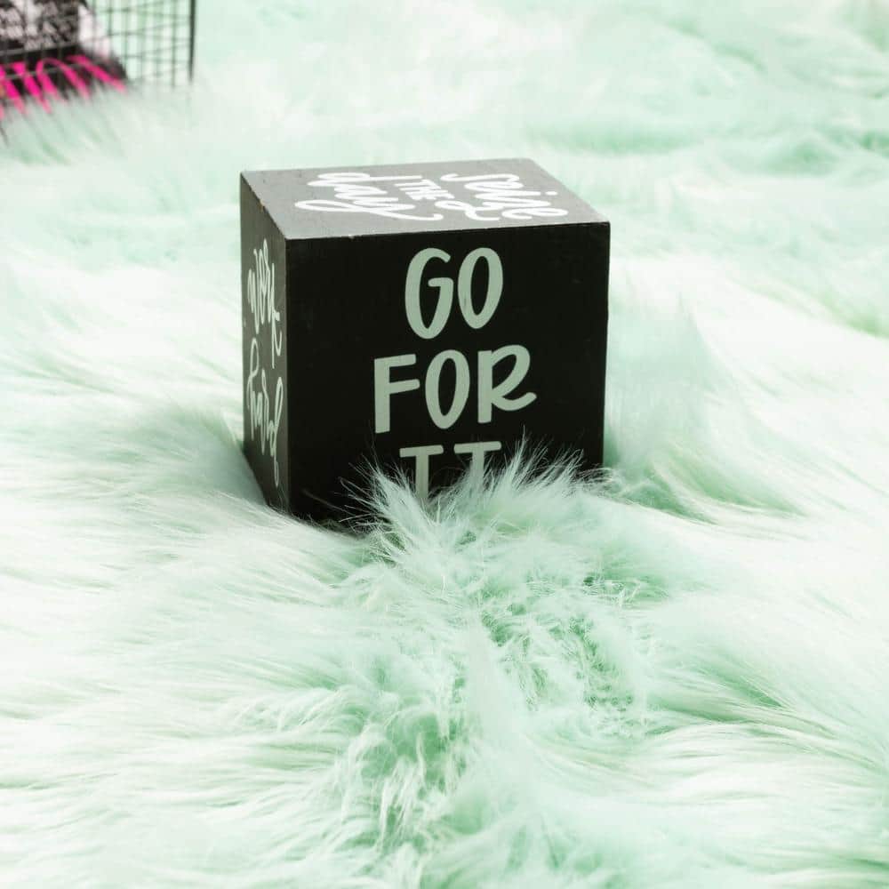 Mint Green Faux Fur Shag Rug - 5' x 7'