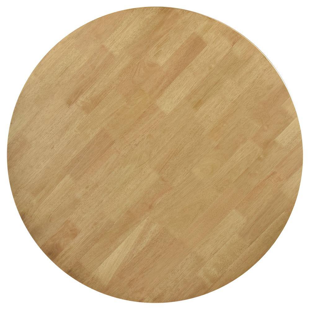 Light Walnut Round Mid-Century Modern Wood Dining Table