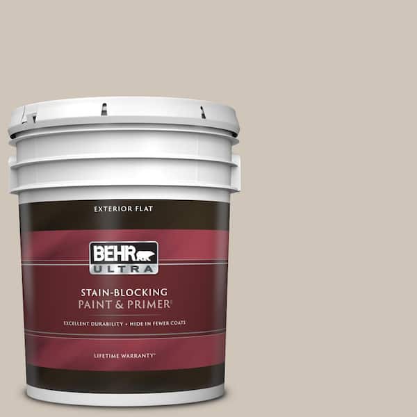 BEHR ULTRA 5 gal. #ICC-89 Gallery Taupe Flat Exterior Paint & Primer