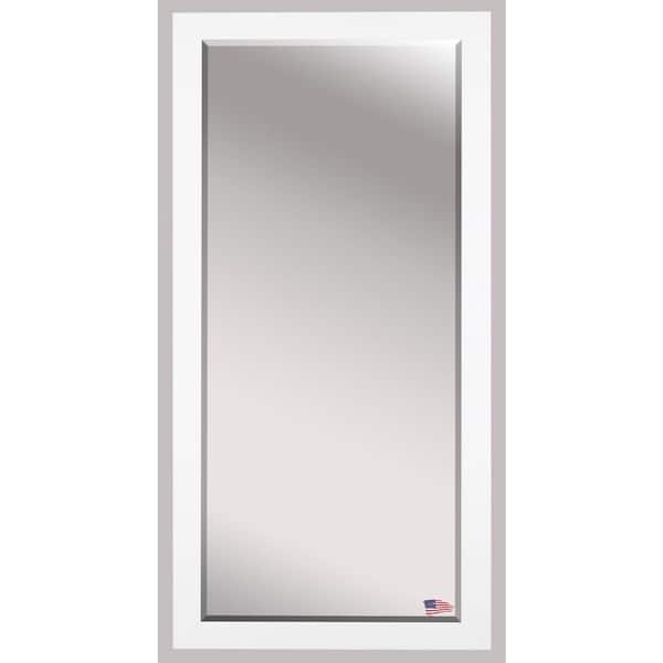 Unbranded Oversized Satin White Wood Beveled Glass Modern Mirror (65.5 in. H X 32 in. W)