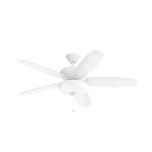 Renew Select 52 in. Indoor Matte White Dual Mount Ceiling Fan with LED Bulbs with Pull Chain