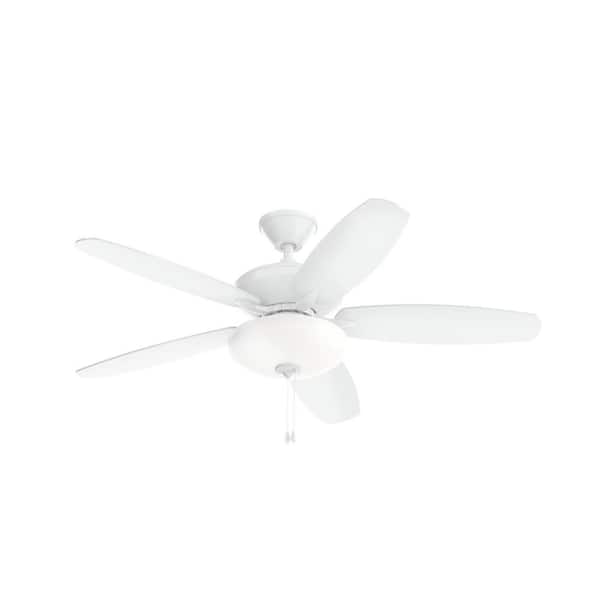 KICHLER Renew Select 52 in. LED Indoor Matte White Dual Mount Ceiling Fan with Pull Chain