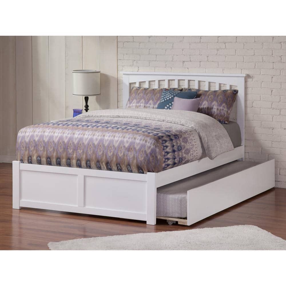 AFI Mission White Solid Wood Frame King Platform Bed with Twin XL ...