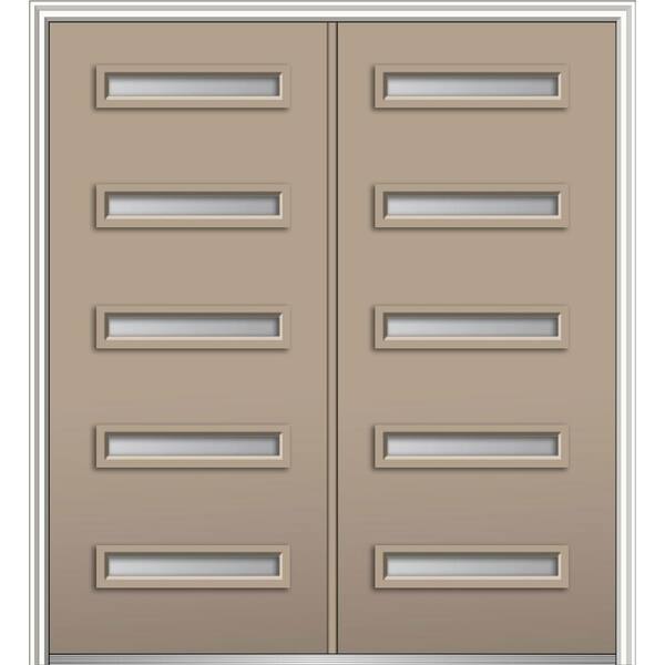 MMI Door 72 in. x 80 in. Davina Left-Hand Inswing 5-Lite Frosted Painted Fiberglass Smooth Prehung Front Door on 4-9/16 in. Frame