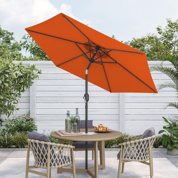 7.5 ft. Patio Market Crank and Tilt Umbrellas, Table Umbrellas,UV-Resistant Canopy in Orange