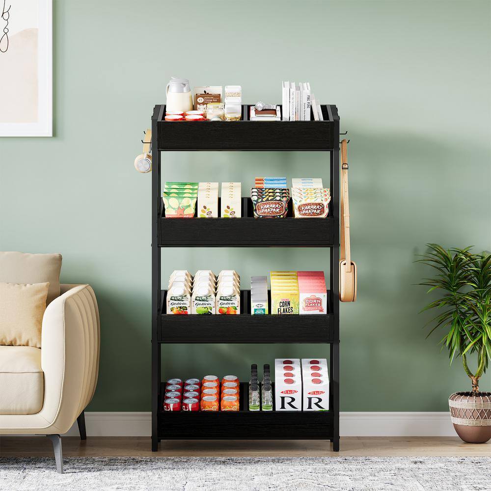 BYBLIGHT Eulas 2CPS Black 29.13 in. 4-Tier Display Cabinet Basket ...