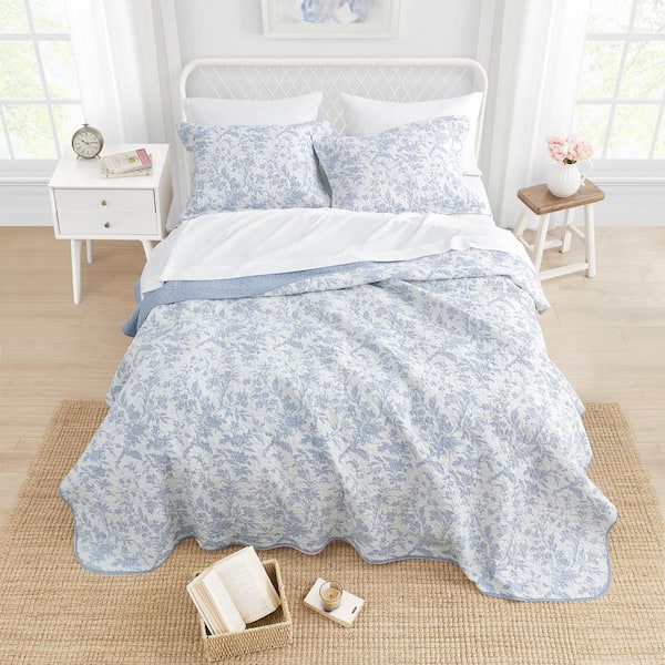 Laura Ashley Full/queen Quilt Set Amberley Pastel White/beige E08015 for sale online 