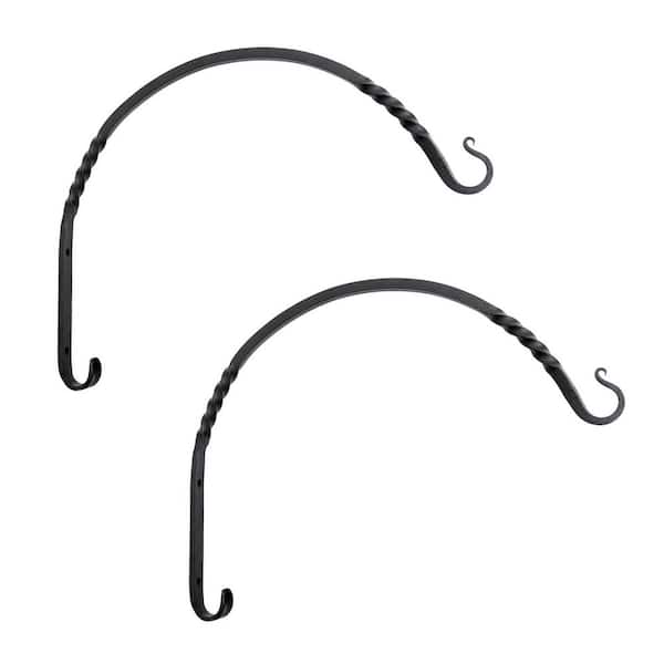 Set of 2 Heavy Duty Arc Wall Brackets, 18 Inch Wide, Black Powder Coat Finish