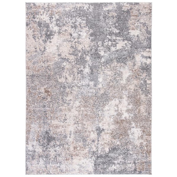 SAFAVIEH Aston Light Gray/Gray Doormat 3 ft. x 5 ft. Distressed Geometric Area Rug