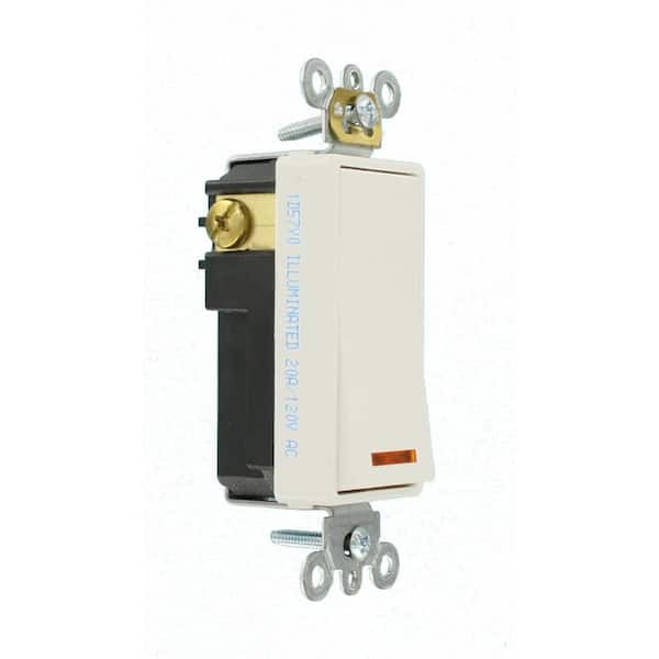 20 Amp Decora Plus Commercial Grade Single Pole Lighted Rocker Switch, White 5631-2W