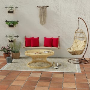 18 in. L x 18 in. W x 4 in. T Outdoor Throw Pillow in Really Red (2-Pack)