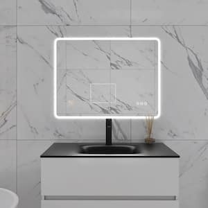 32 in. W x 24 in. H Rectangular Frameless Wall-Mount Anti-Fog LED Light Bathroom Vanity Mirror