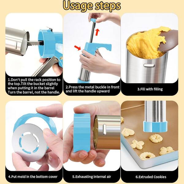 Electric Cookie Press DIY Cookies Maker Set With 12 Cookie Discs And 4 Icing Nozzles Electric Cookie Press Decorating Kit Detachable Cookie Maker Machine Electric SHOPCYC5626 | Singapore