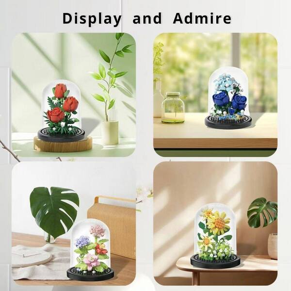 Artificial Flower Bonsai Tree Micro Building Blocks Kit with Dust Cover, Botanical  Collection, 1 Set 59B1124C2069 - The Home Depot