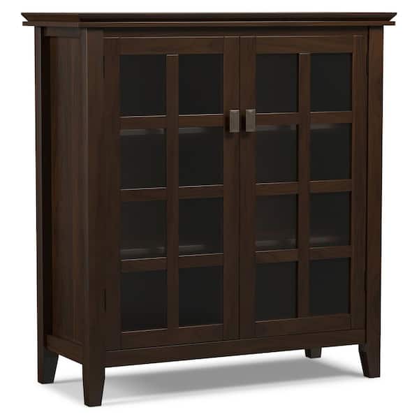 Simpli Home Artisan Solid Wood 38 in. Wide Transitional Medium Storage Cabinet in Tobacco Brown