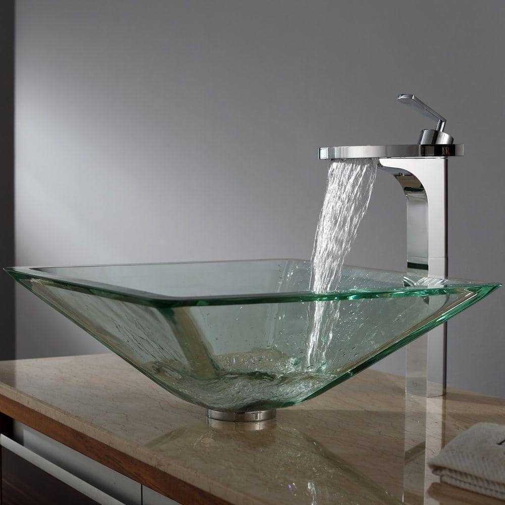 Reviews for KRAUS Single-Tone 16.5 in. Square Vessel Bathroom Sink in ...