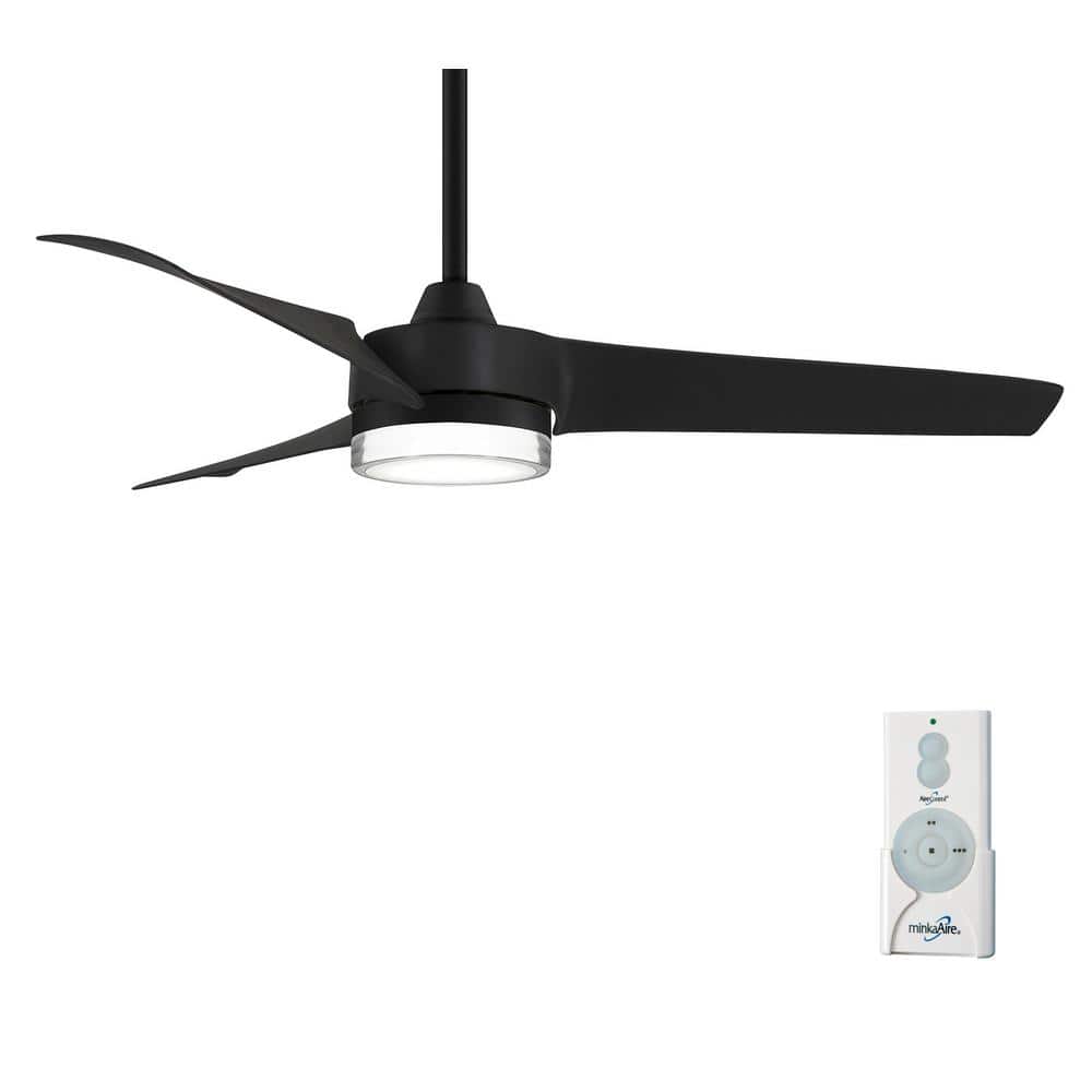 MINKAAIRE Veer 56 in. LED Indoor Black Ceiling Fan with Remote Control