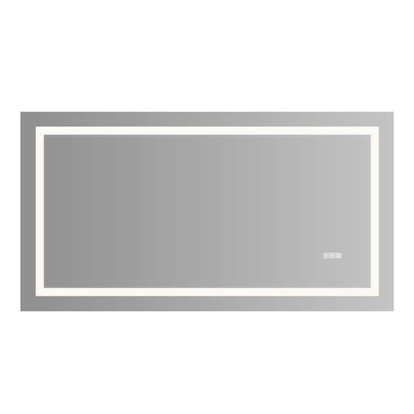 Unbranded 60 in. W. x 32 in. H LED Rectangular Frameless Wall-Mounted Bathroom Vanity Mirror in Transparent