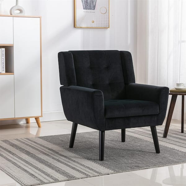 Grey velvet chair black legs hot sale