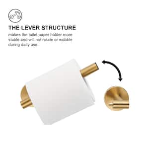 Modern Wall Mount Double Post Pivoting Toilet Paper Holder Bath Hardware Accessory in Brushed Gold