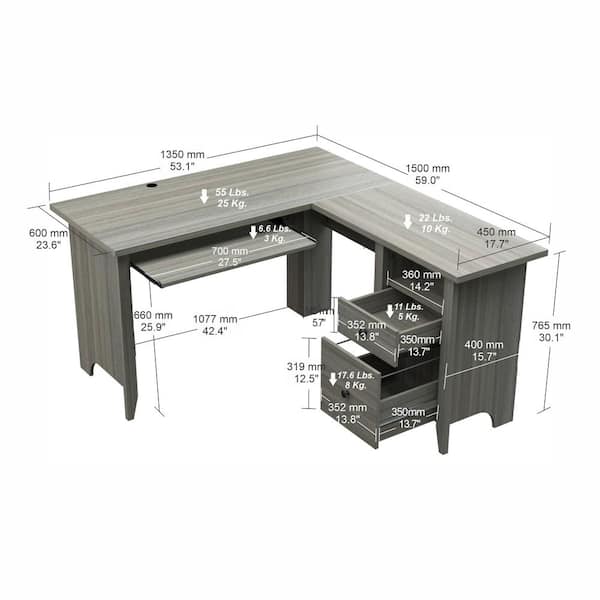 Insignia - Computer Desk with Drawer – 47 Wide - Dark Oak