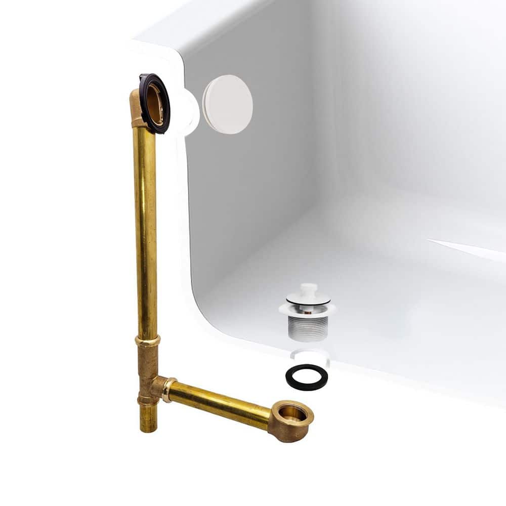 22 in. Brass Lift and Turn Bath Waste and Overflow Assembly with Illusionary No-Hole Faceplate, Powder Coat White price history on PriceWatchPro