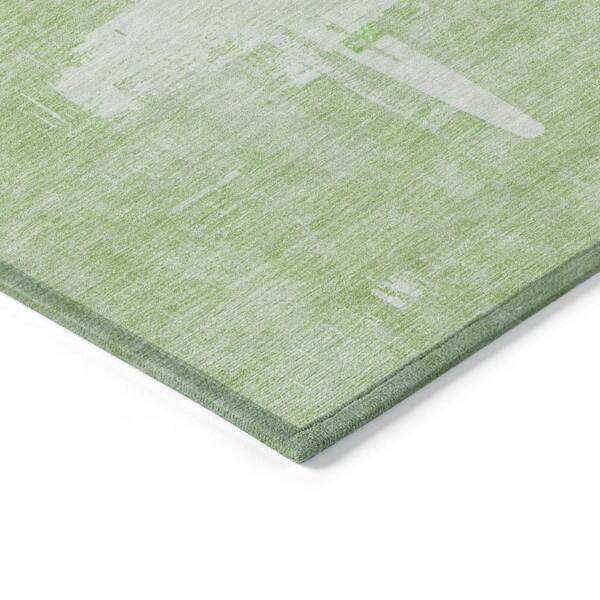 Green, Mint Green 8 ft. Round Woven Abstract Polyester Round Indoor/Outdoor Area Rug