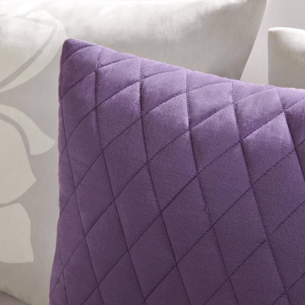 Twin Gray and Purple Floral Cotton Comforter Set
