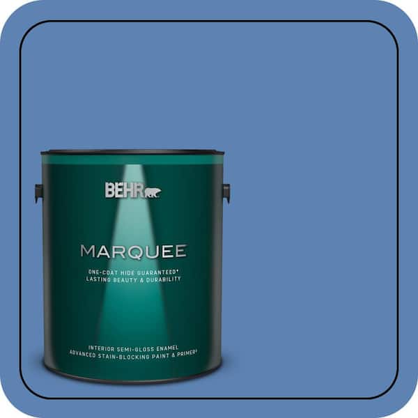 BEHR MARQUEE 1 gal. #PPU15-06 Neon Blue One-Coat Hide Semi-Gloss Enamel Interior Paint & Primer