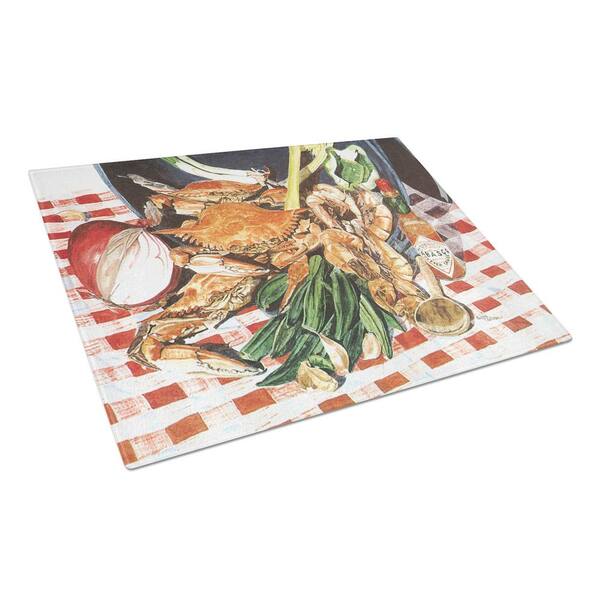 Caroline's Treasures Crab Boil Tempered Glass Large Heat Resistant Cutting Board