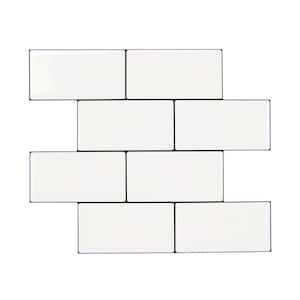 9.45 in. x 11.8 in. White with Black Grout Thin Vinyl Peel and Stick Backsplash Tiles for Kitchen (20-Pack/15.5sq. ft.)