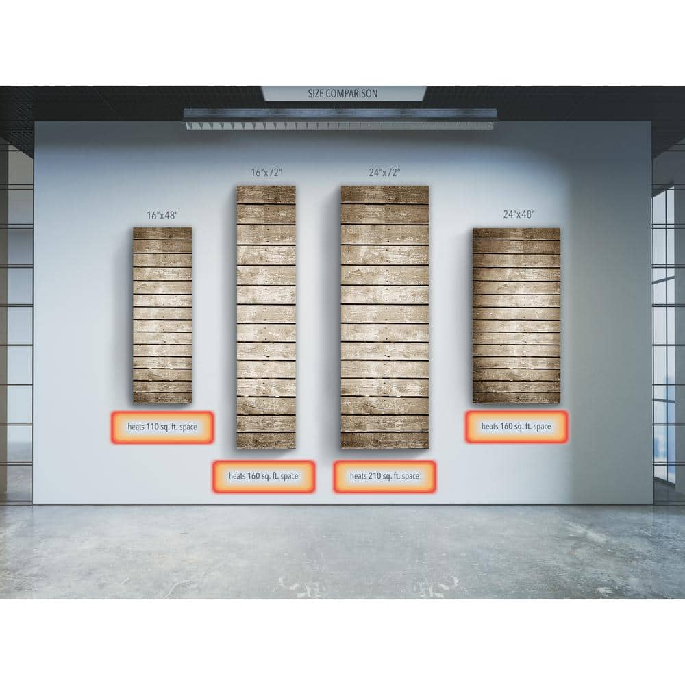 Brown Radiant Wall Mounted Glass Heater Panel, 16x48 inches